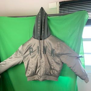 Olive green bomber jacket with hoodie